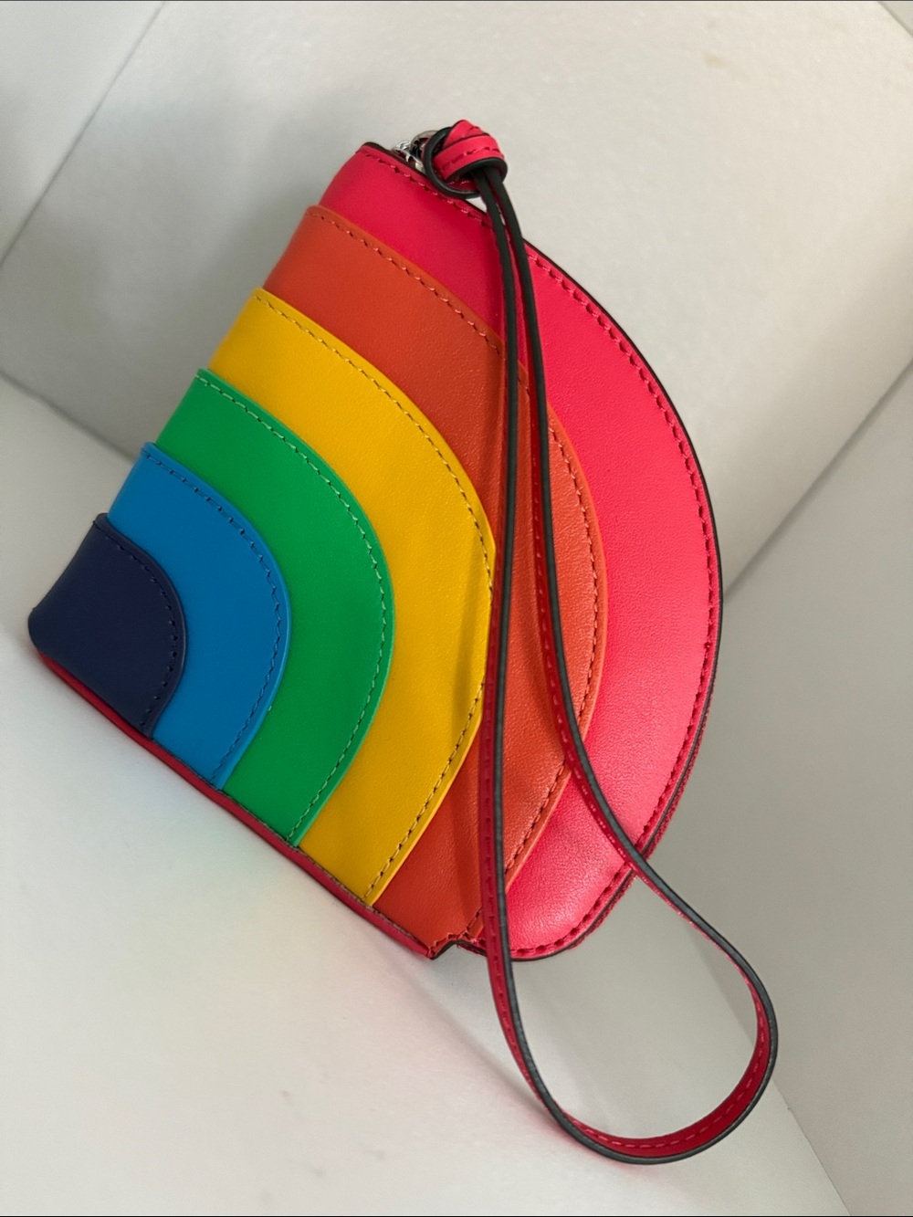 S Furla Rainbow Arc Wristlet in Red, Orange, Yellow, Green, Blue, Navy - EUC